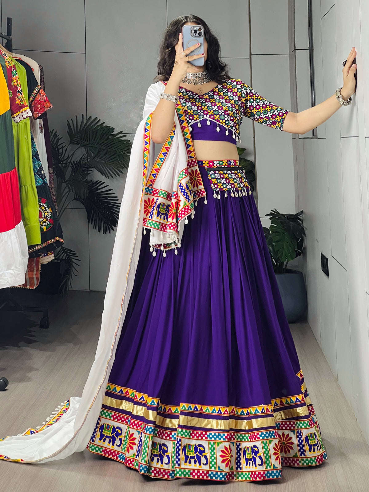 Traditional Gamthi Mirror Work Lehenga Choli 2026