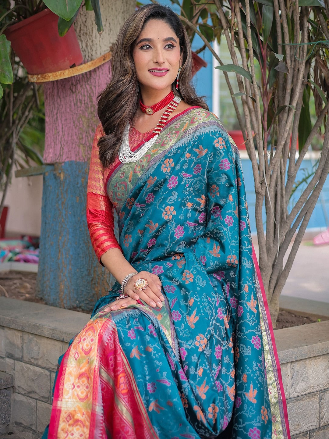 Floral Zari Designer Patola Saree