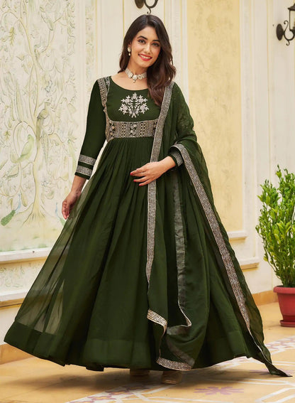 Embroidered Georgette Stitched Anarkali Gown