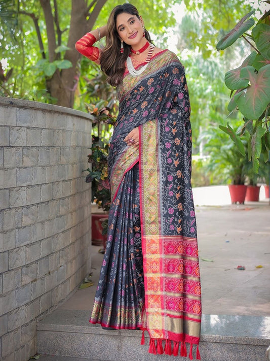 Floral Zari Designer Patola Saree