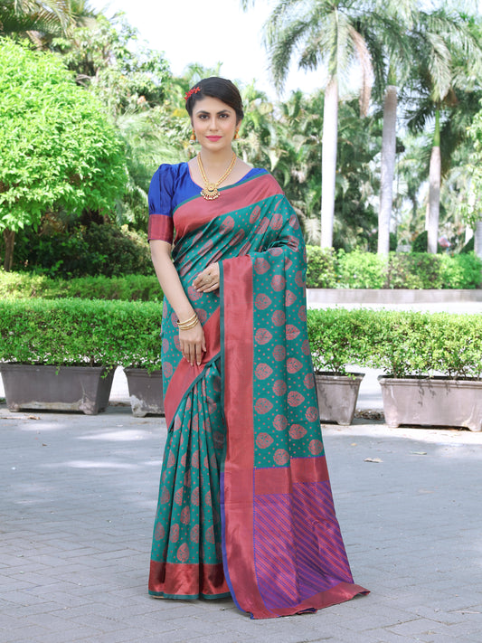Woven, Self Design Banarasi Silk Blend, Pure Silk Saree