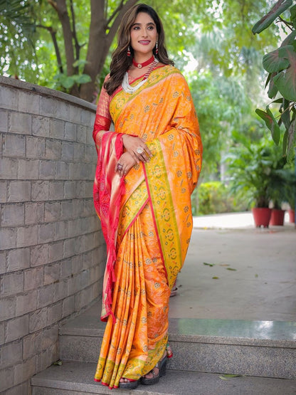 Floral Zari Designer Patola Saree