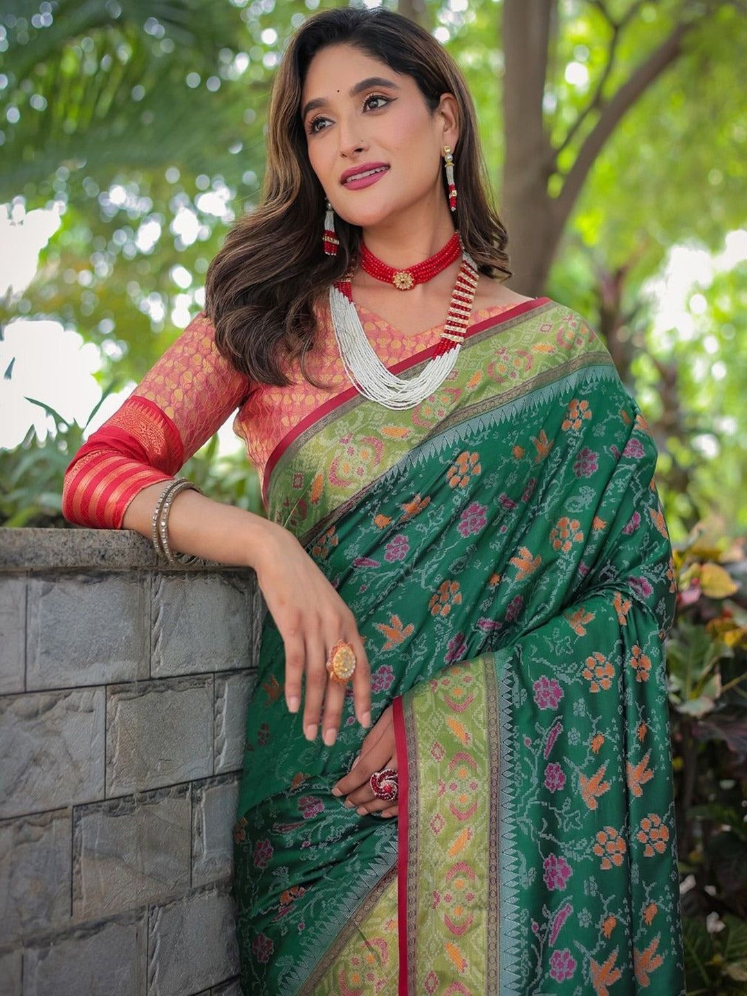 Floral Zari Designer Patola Saree