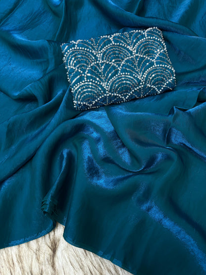 Embellished, Embroidered Bollywood Soft Silk Saree