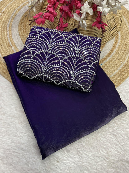 Embellished, Embroidered Bollywood Soft Silk Saree