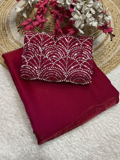 Embellished, Embroidered Bollywood Soft Silk Saree