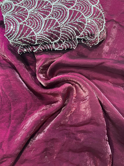Embellished, Embroidered Bollywood Soft Silk Saree