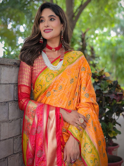 Floral Zari Designer Patola Saree