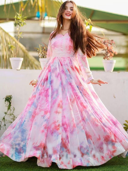 Printed Georgette Stitched Anarkali Gown