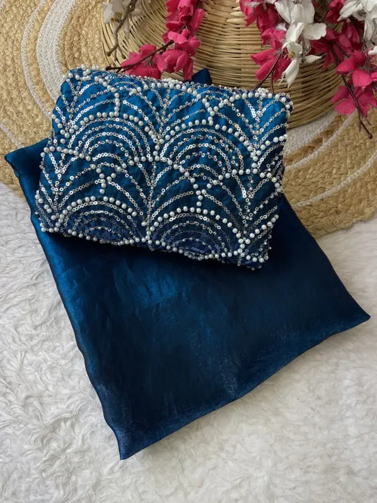 Embellished, Embroidered Bollywood Soft Silk Saree