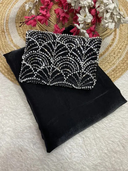 Embellished, Embroidered Bollywood Soft Silk Saree