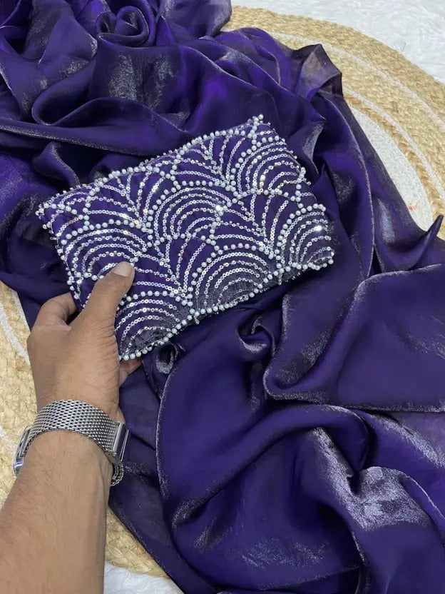 Embellished, Embroidered Bollywood Soft Silk Saree