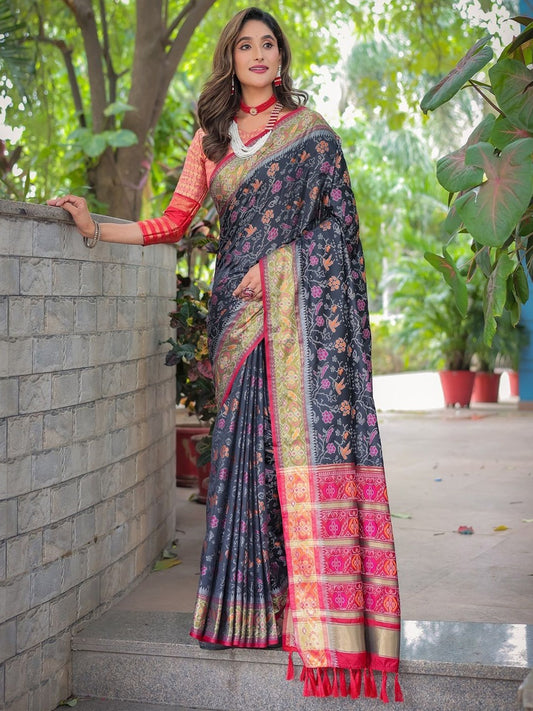 Floral Zari Designer Patola Saree