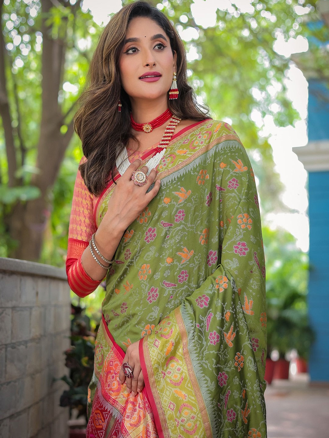 Floral Zari Designer Patola Saree