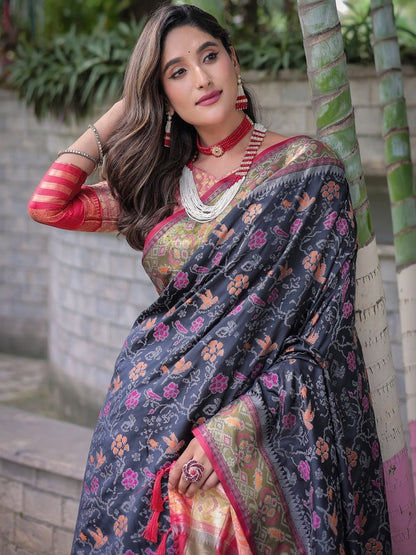 Floral Zari Designer Patola Saree