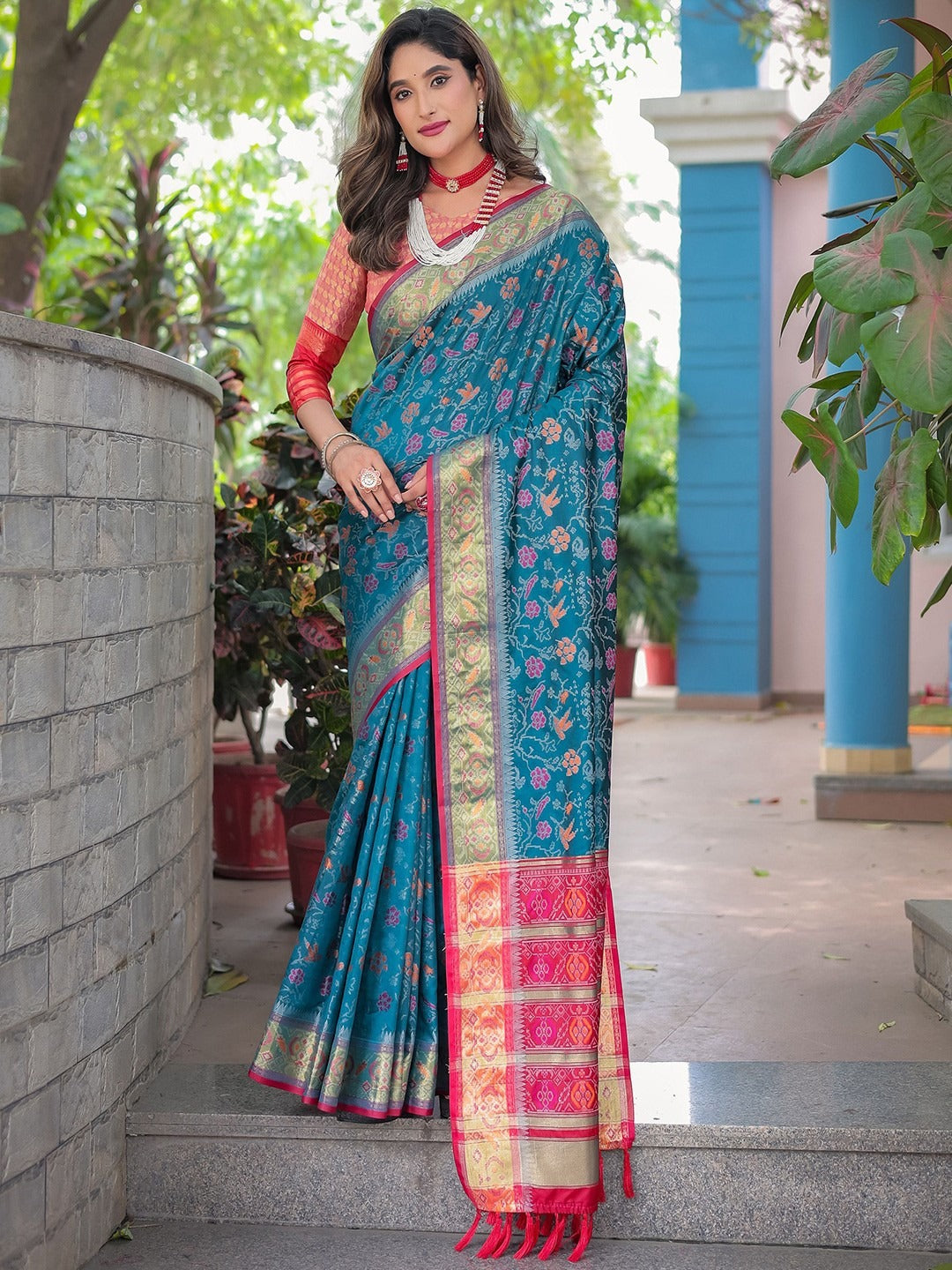 Floral Zari Designer Patola Saree